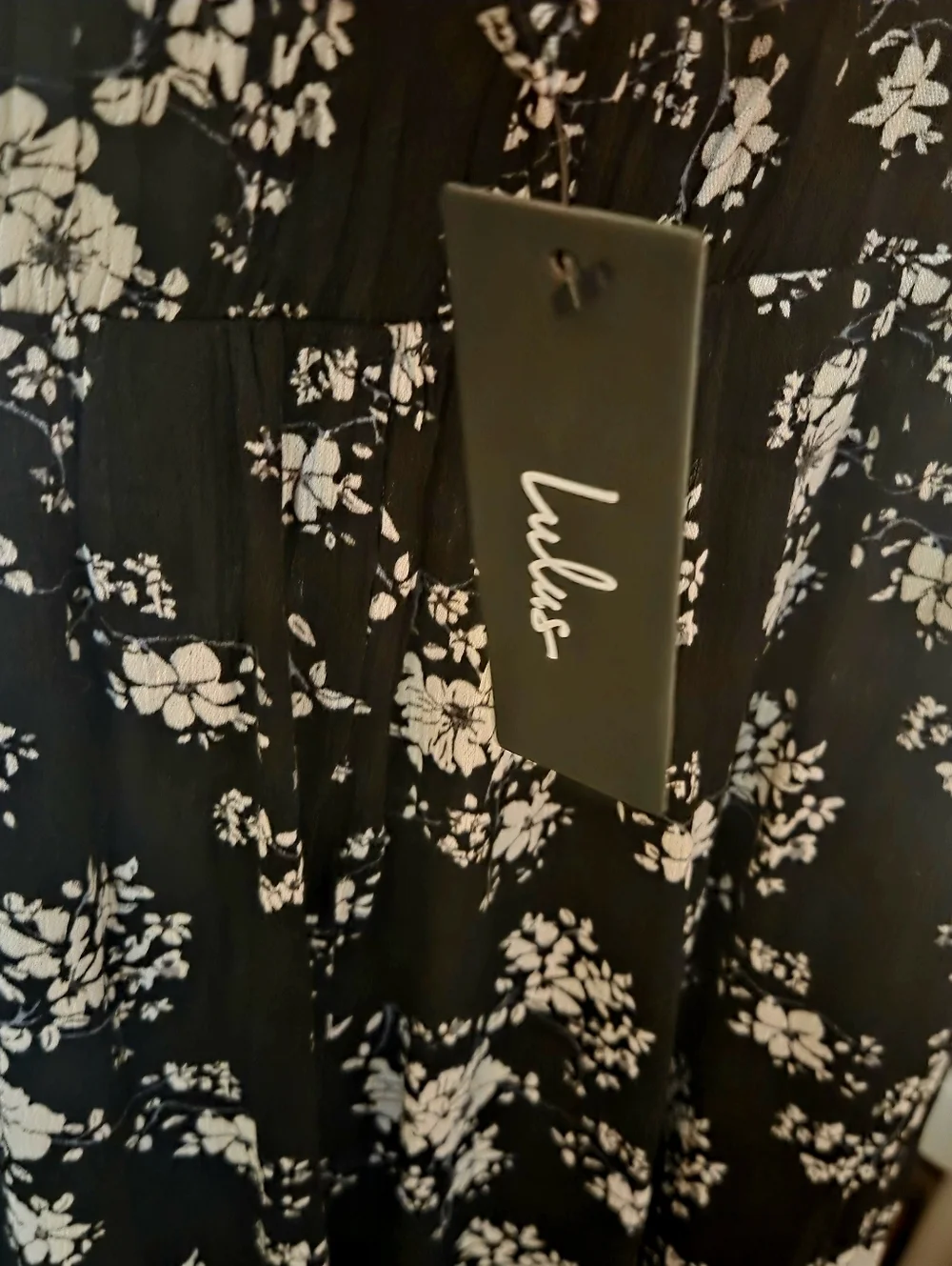 Lulus Loves the Sun Black Floral Print Wide-Leg Pants Size Large New! - Picture 5 of 7